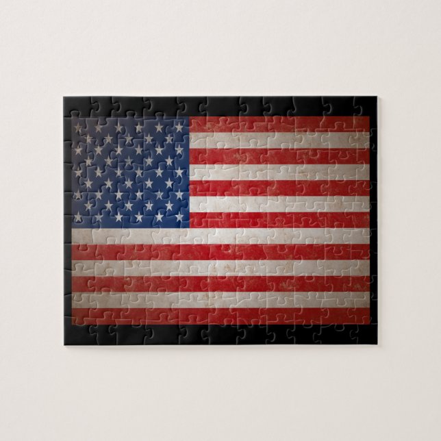 Vintage Grunge American Flag Patriotic Design Jigsaw Puzzle (Horizontal)