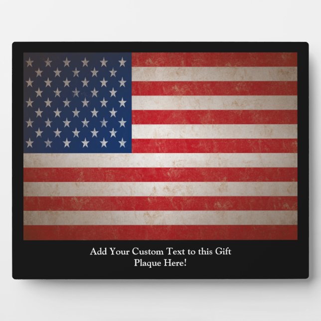 Vintage Grunge American Flag Patriotic Design Plaque (Front)