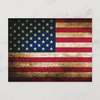 Vintage Grunge American Flag Postcard by clonecire at Zazzle