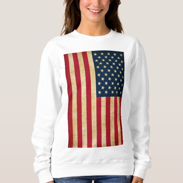Vintage Grunge American Flag Sweatshirt (Front)