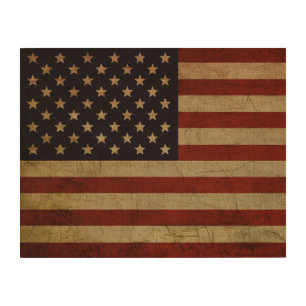 Vintage Grunge American Flag Wood Wall Art