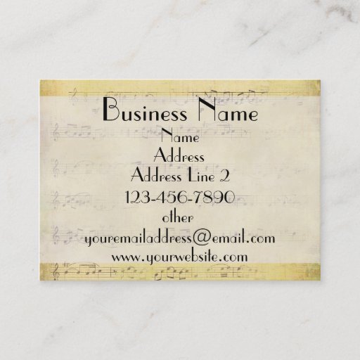 Customizable Vintage Grunge Antique Musical Notes Business Card