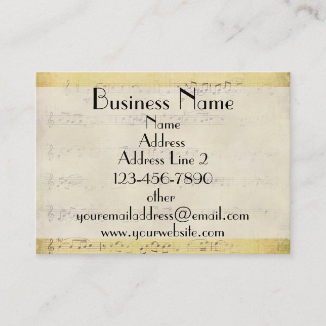 Vintage Grunge Antique Musical Notes Business Card (Front)
