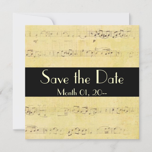 Vintage Grunge Antique Musical Notes Invitations (Front)