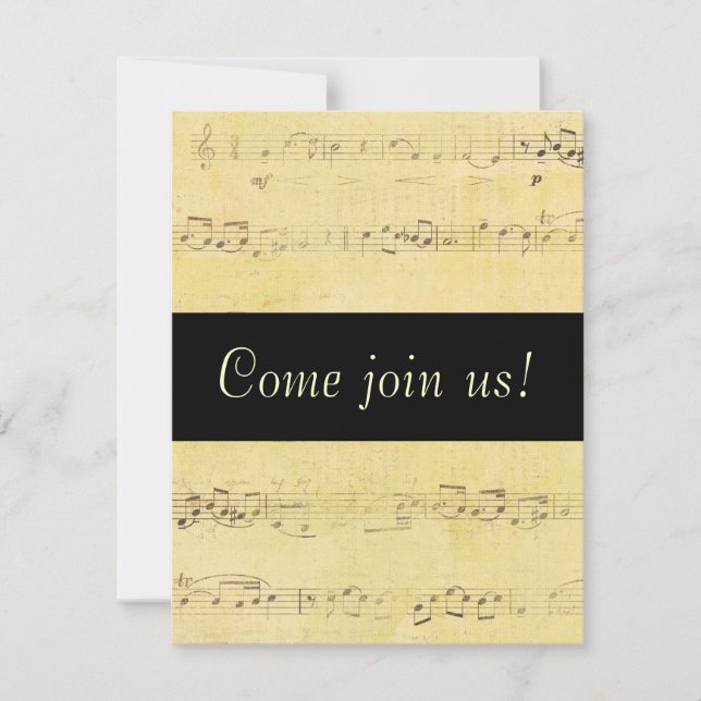 Vintage Grunge Antique Musical Notes Invitations (Front)