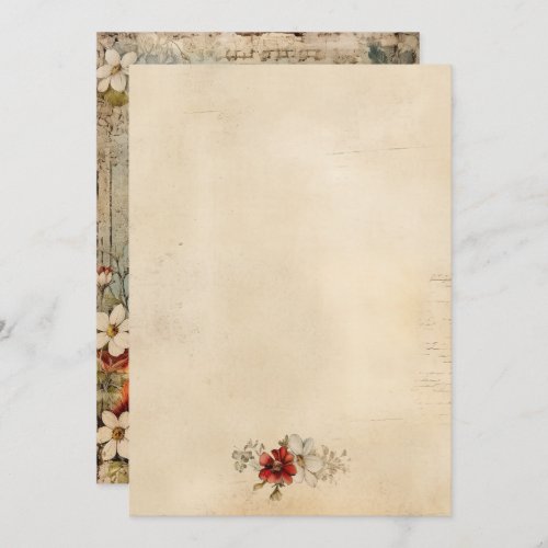 Vintage Grunge Artisan Botanical Parchment Note Card