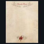 Vintage Grunge Artisan Parchment  Letterhead<br><div class="desc">Artistic vintage style distressed artisan parchment with scarlet and white flowers.</div>