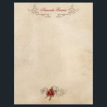 Vintage Grunge Artisan Parchment  Letterhead<br><div class="desc">Artistic vintage style distressed artisan parchment with scarlet and white flowers.</div>