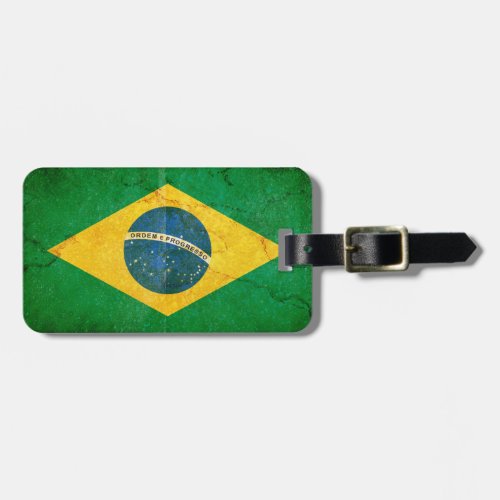 Vintage Grunge Brazil Flag Luggage Tag