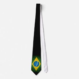 Vintage Grunge Brazil Flag Tie
