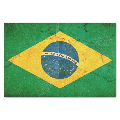 Vintage Grunge Brazil Flag Tissue Paper