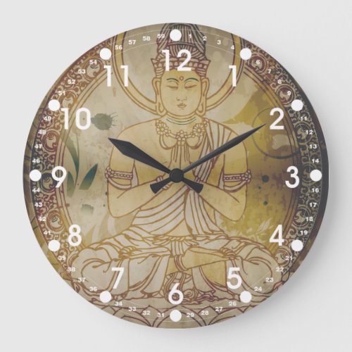 Vintage Grunge Buddha Large Clock