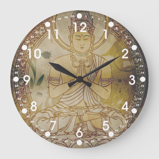 Vintage Grunge Buddha Large Clock (Front)