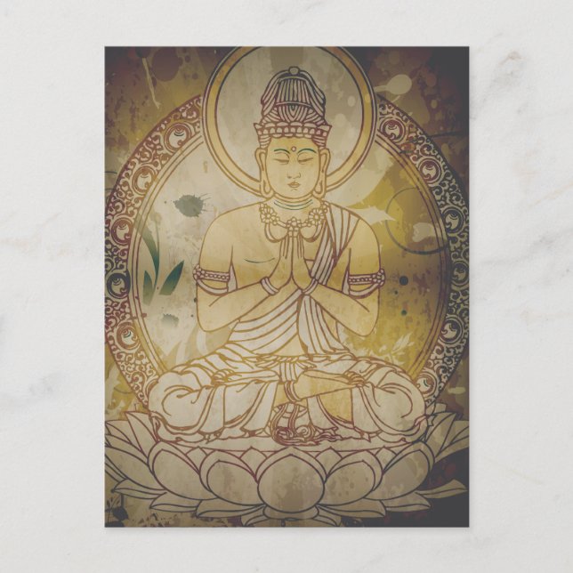 Vintage Grunge Buddha Postcard (Front)