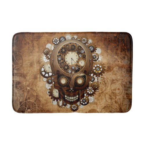 Vintage Grunge Copper Steampunk Skull Cool Bathroom Mat