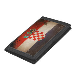 Vintage Grunge Croatia Flag Tri-fold Wallet