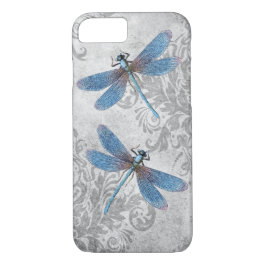 Vintage Grunge Damask Dragonflies iPhone 7 Case