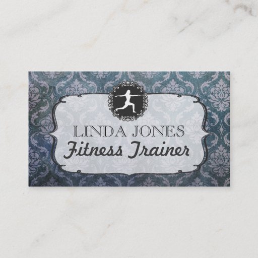 Customizable Vintage Grunge Damask Gym Fitness Trainer Cards Business Card Templates