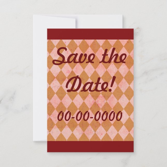 Vintage Grunge Diamond Checkered Custom Invitation (Front)