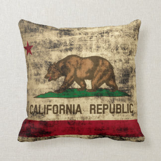 Vintage Grunge Flag of California Republic Throw Pillow