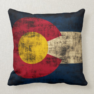 Vintage Grunge Flag of Colorado Throw Pillow
