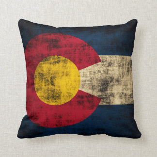 Vintage Grunge Flag of Colorado Throw Pillow