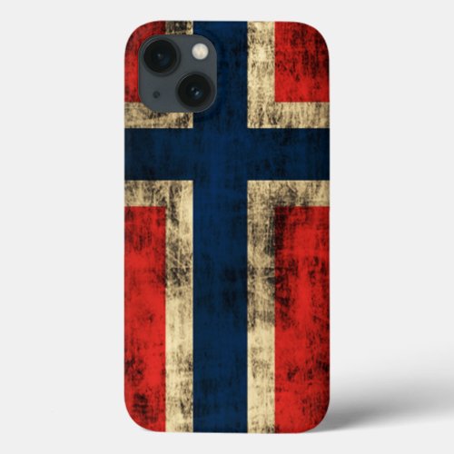 Vintage Grunge Flag of Norway iPhone 13 Case