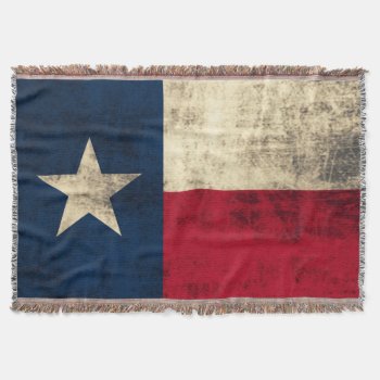 Vintage Grunge Flag Of Texas Throw Blanket by clonecire at Zazzle
