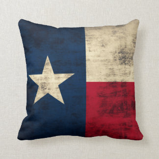 Vintage Grunge Flag of Texas Throw Pillow