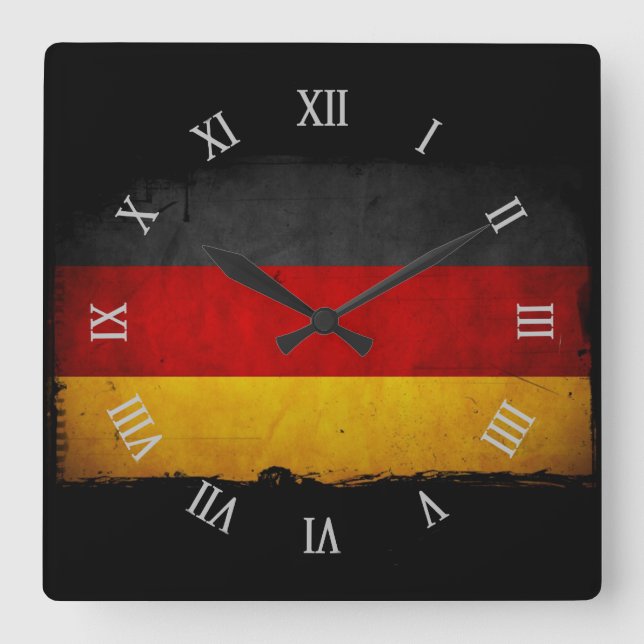 Vintage Grunge Germany Flag Square Wall Clock (Front)