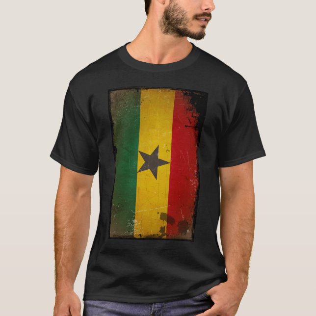 Vintage Grunge Ghana Flag T-Shirt (Front)