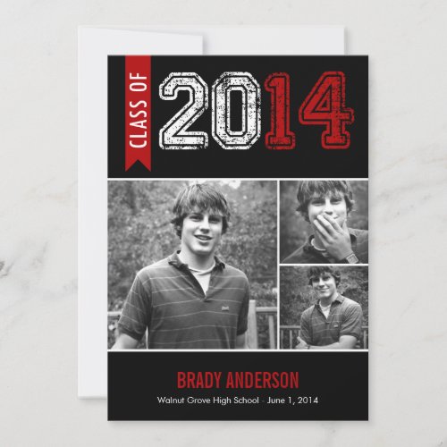 Vintage Grunge Graduation Invitation - Red