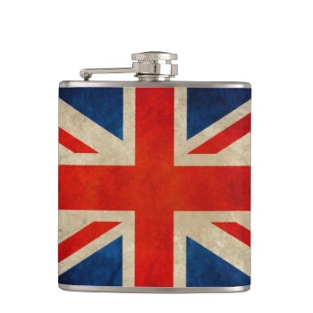 Vintage Grunge Great Britain Uk Flag Union Jack Hip Flask by UrHomeNeeds at Zazzle