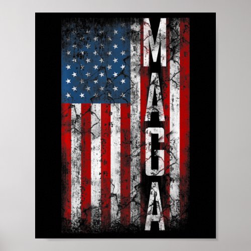 Vintage Grunge MAGA American Flag Lover Fun Gift  Poster