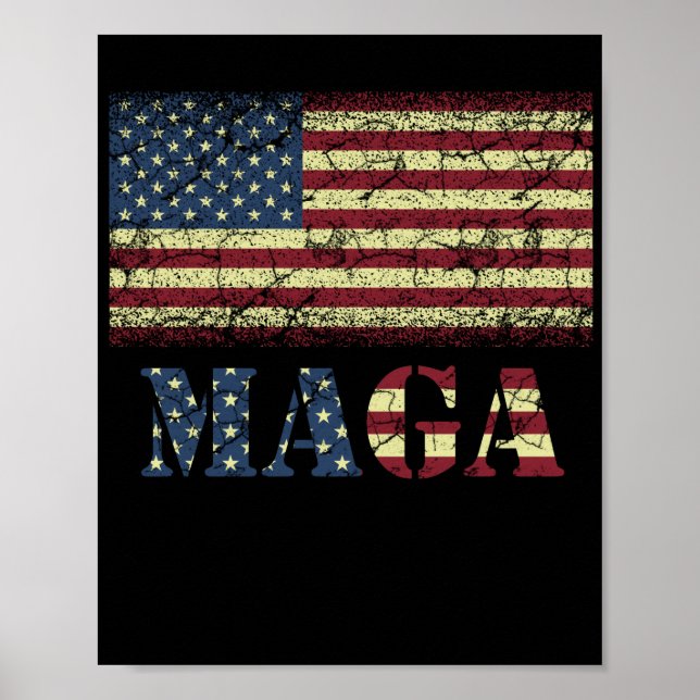 Vintage Grunge MAGA American Flag Poster (Front)
