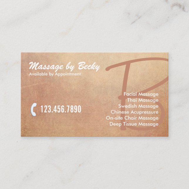 Vintage Grunge Old Massage Therapy Business Card (Front)