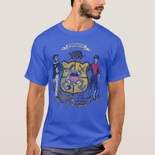 Vintage Grunge Patriotic Flag of Wisconsin T_Shirt