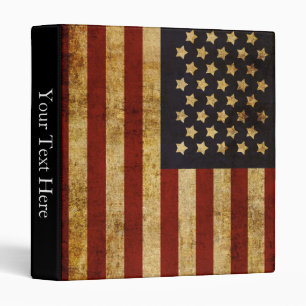 Vintage Grunge Patriotic USA American Flag 3 Ring Binder
