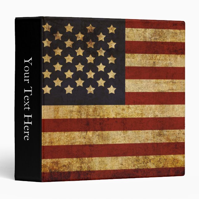 Vintage Grunge Patriotic USA American Flag Binder (Front/Spine)
