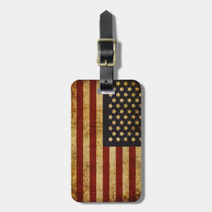 Vintage Grunge Patriotic USA American Flag Luggage Tag