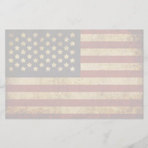 Vintage Grunge Patriotic USA American Flag Stationery