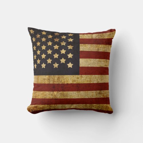 Vintage Grunge Patriotic USA American Flag Throw Pillow