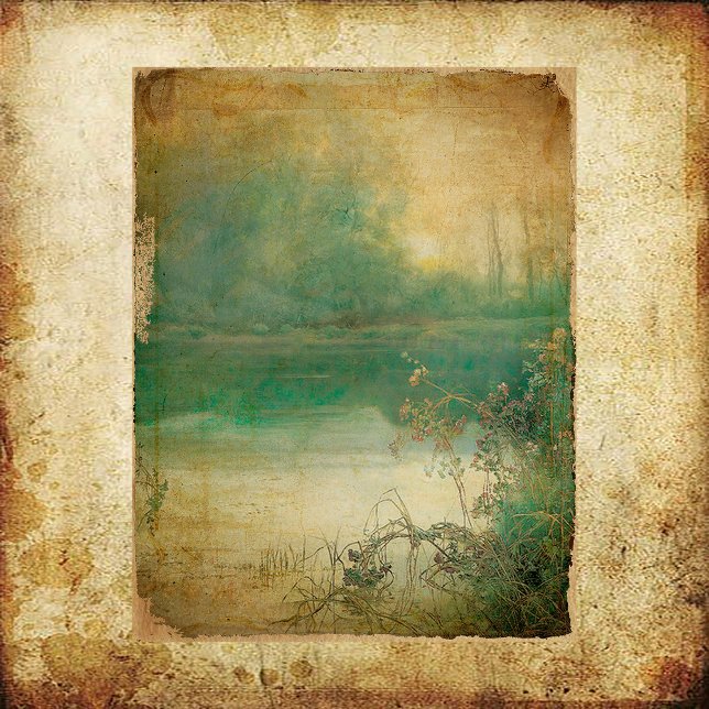 Vintage Grunge Pond Scrapbook Paper (Creator Uploaded)