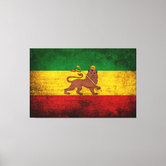 Vintage Grunge Rastafarian Flag Canvas Print