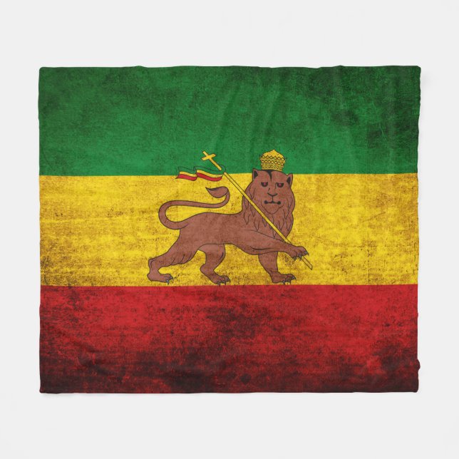 Vintage Grunge Rastafarian Flag Fleece Blanket (Front (Horizontal))
