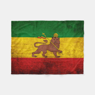 Vintage Grunge Rastafarian Flag Fleece Blanket
