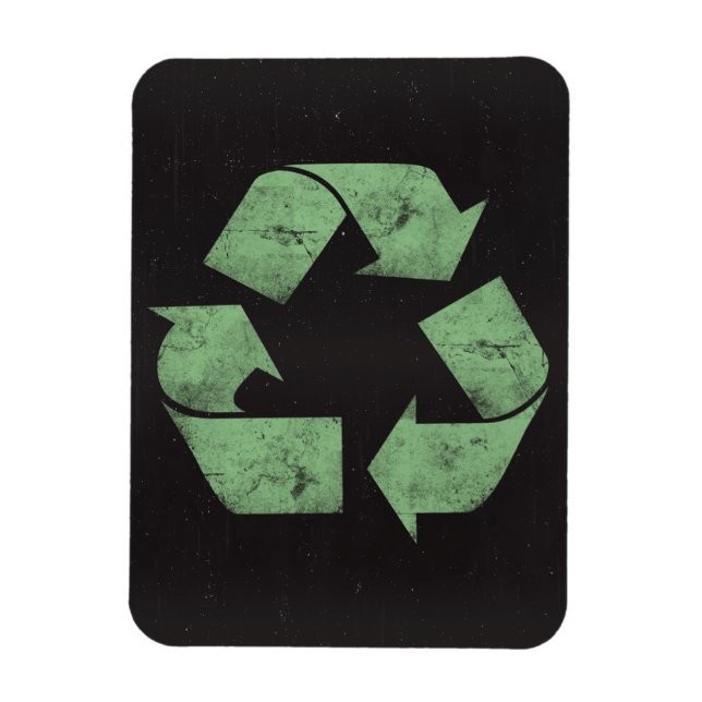 Vintage Grunge Recycle Symbol Magnet (Vertical)