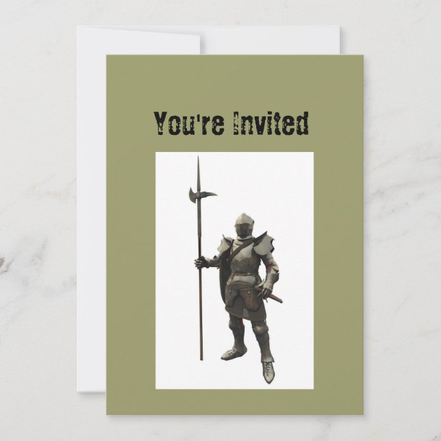 Vintage grunge renaissance medieval Knight Invitation (Front)