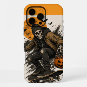 Vintage Grunge Skateboarding Skeleton Pumpkin iPhone 16 Pro Max Case