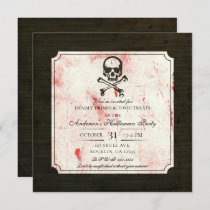 Vintage Grunge Skull Crossbones Bloody Halloween Invitation